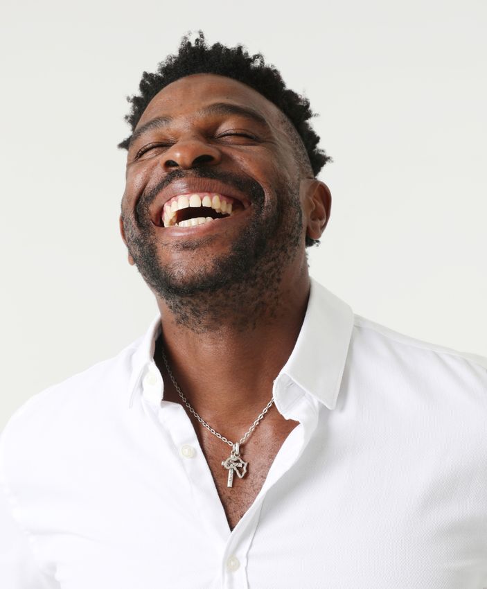 nyc male enhancement model laughing